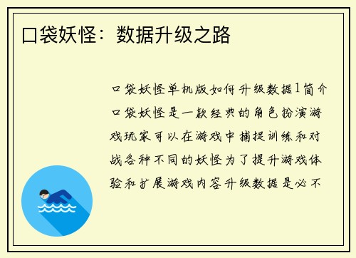 口袋妖怪：数据升级之路