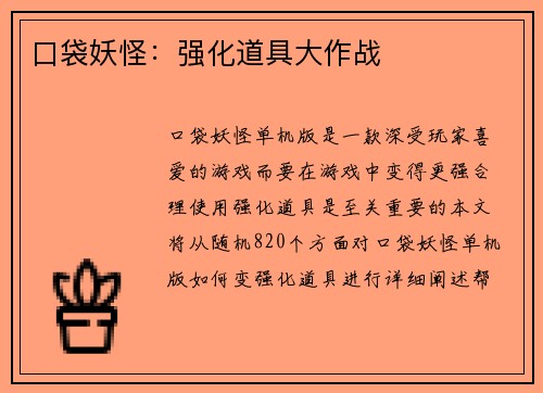 口袋妖怪：强化道具大作战