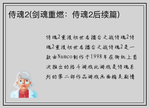 侍魂2(剑魂重燃：侍魂2后续篇)